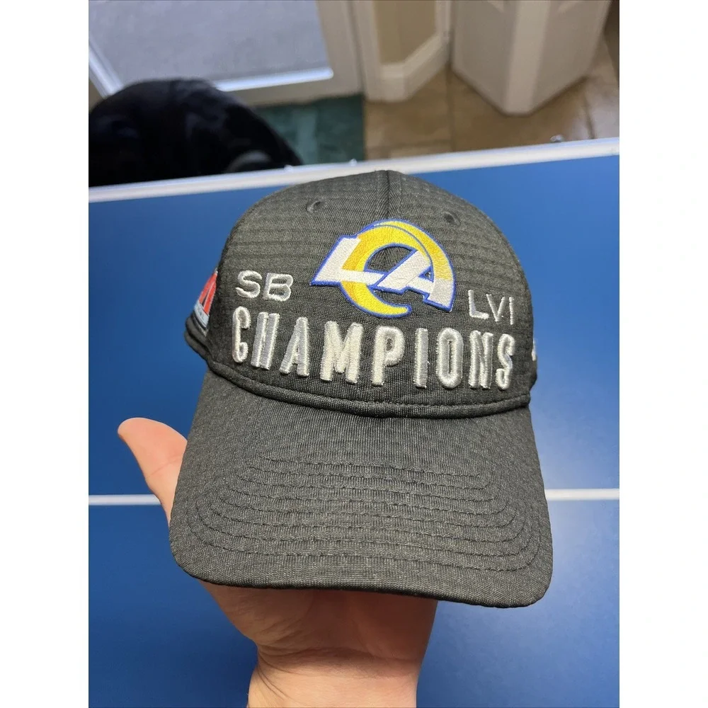 New Era Black LA Rams Super Bowl LVI Champions 9FORTY Snapback Adjustable Hat‎